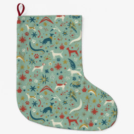 Calcetín Navideño Grande Mid-Century Modern Pet Christmas Stocking