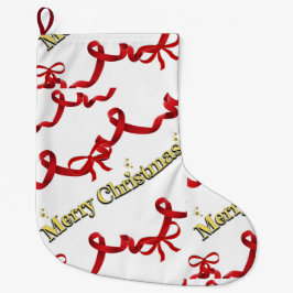 Calcetín Navideño Grande Mikitiez gothmas ribbon redwhite candycane x'mas