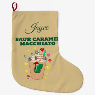 Calcetín Navideño Grande Mikitiez Trex dinosaur icedcoffee caramelo xmas