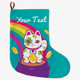 Calcetín Navideño Grande Mina de oro afortunada de la buena suerte de