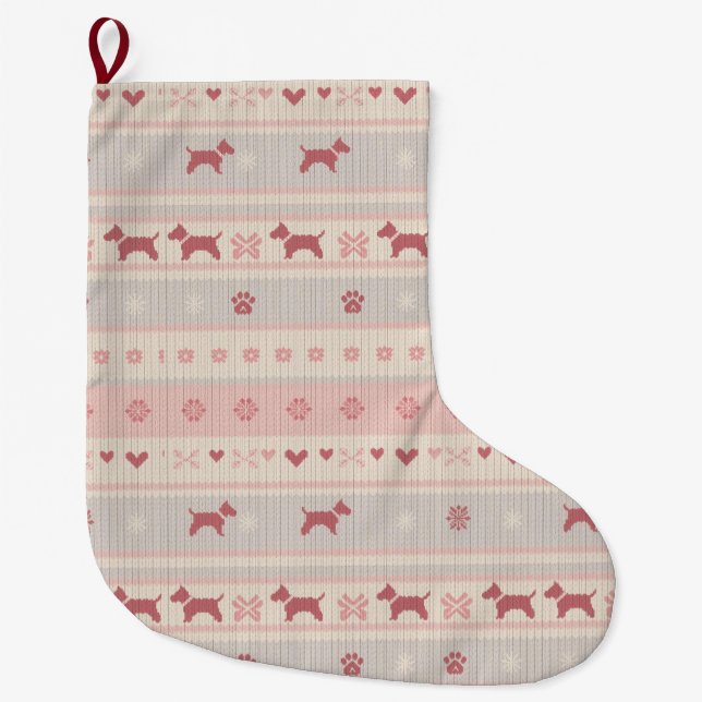 Calcetín Navideño Grande Minimal Pink Scandinavian Dog Stocking | Nordic (Anverso)