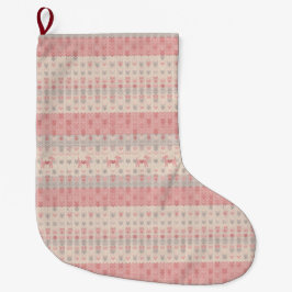 Calcetín Navideño Grande Minimalist Pink Nordic Dog Christmas Stocking