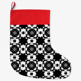 Calcetín Navideño Grande Minimalist retro check pattern – Monochrome design