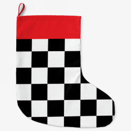 Calcetín Navideño Grande Minimalista Retro Cuadros – Streetwear Monocromo