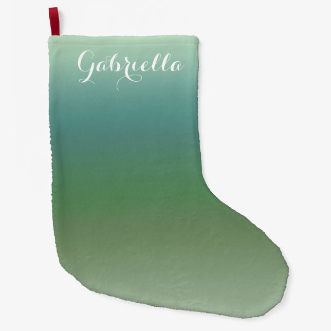 Calcetín Navideño Grande Mint Blue Ombre (Anverso)