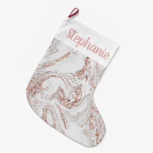 Calcetín Navideño Grande Moda Rosa personalizado Faux Marble