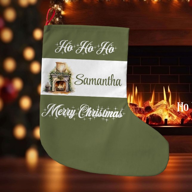 Calcetín Navideño Grande Modern earthy minimalist personalized christmas   (Modern earthy minimalist personalized christmas stocking

)