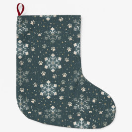 Calcetín Navideño Grande Modern Nordic Geometric Pet Stocking with Paws