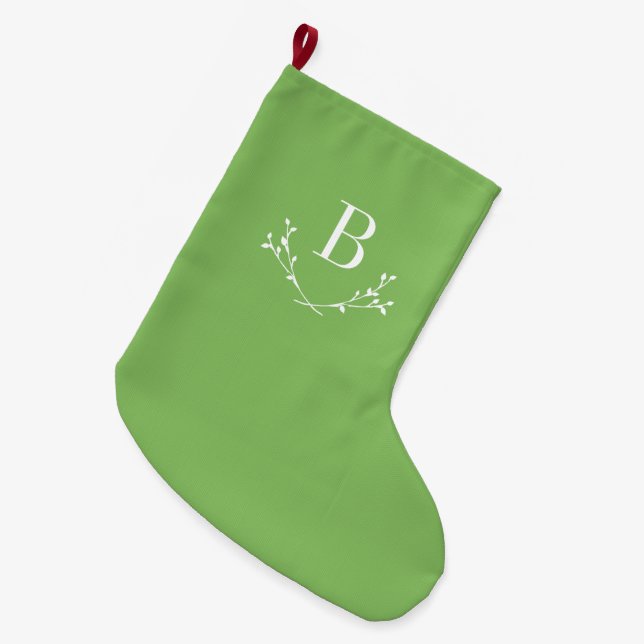 Calcetín Navideño Grande Monograma clásico elegante Navidades grandes (Frente (Colgado))
