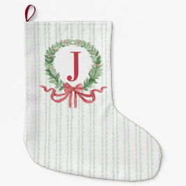 Calcetín Navideño Grande Monograma de navidades Wreath