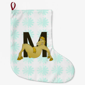 Calcetín Navideño Grande Monograma M Personalizado Pony Personalizado