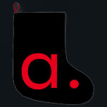 Calcetín Navideño Grande Monograma rojo negro Letra inicial lino moderno<br><div class="desc">Este producto con un diseño sencillo pero llamativo puede hacerte destacar entre la multitud. Inmediatamente atraerá la atención por su diseño minimalista y moderno.</div>
