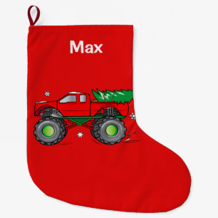 Calcetín Navideño Grande Monster truck que acarrea el árbol de navidad: