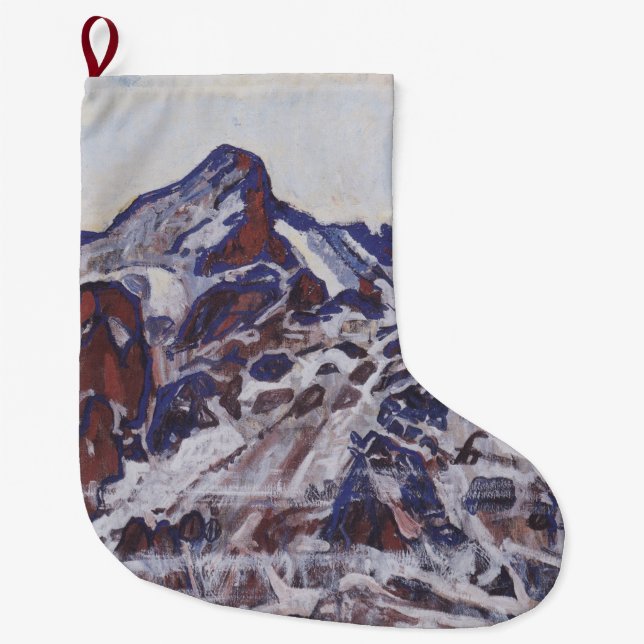 Calcetín Navideño Grande Montaña de los humedales (Paisaje de invierno neva (Anverso)