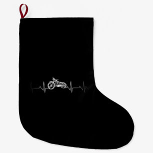 Calcetín Navideño Grande Motocicleta Heartbeat T-Shirt - Me encanta mi moto