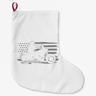 Calcetín Navideño Grande Motocicleta patriótica bandera estadounidense vint