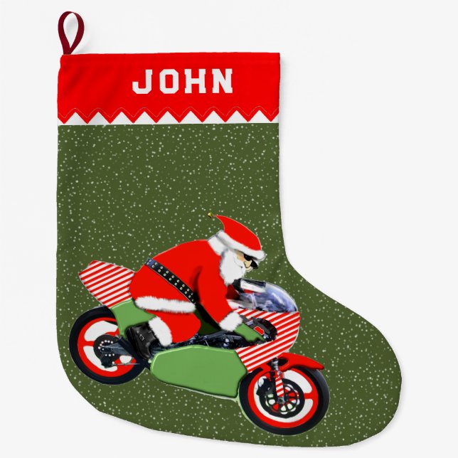 Calcetín Navideño Grande Motociclista (Anverso)