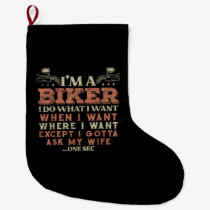 Calcetín Navideño Grande motociclista lo que quiere divertido motocicleta m