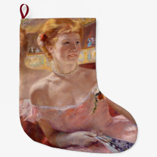 Calcetín Navideño Grande Mujer americana con un collar de perlas y vestido 