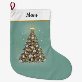 Calcetín Navideño Grande . Mum’s Christmas Stocking – Warm Green Festive