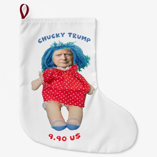 Calcetín Navideño Grande Muñeca de Chucky Donald Trump (Anverso)