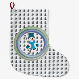Calcetín Navideño Grande Muñeco de nieve Golfista Swing de temporada