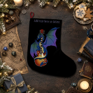 Calcetín Navideño Grande Música de Guitarra Blue Dragon Sunburst