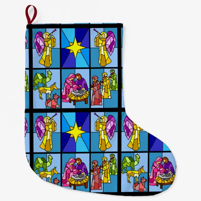 Calcetín Navideño Grande Natividad  (Anverso)