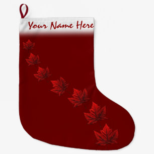 Calcetín Navideño Grande Navidad de Canadá que almacena medias rojas de la