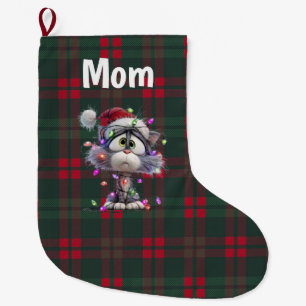 Calcetín Navideño Grande Navidad de Gatito Malo Personalizado