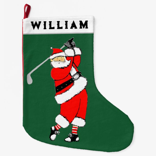 Calcetín Navideño Grande Navidad de golf (Anverso)