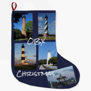 Calcetín Navideño Grande Navidad del faro de OBX
