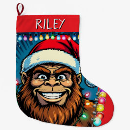 Calcetín Navideño Grande Navidad Divertida Bigfoot Personalizado
