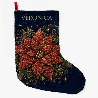 Calcetín Navideño Grande Navidad en las Estrellas | Flor de Nochebuena