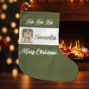 Calcetín Navideño Grande Navidad escandinava rústica y terrosa personalizad