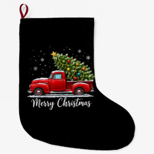 Calcetín Navideño Grande Navidad Feliz Navidad Camión Rojo Árbol Hombres Mu