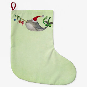 Calcetín Navideño Grande Navidad lindo Narwhal