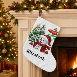 Calcetín Navideño Grande Navidad Personalizada Hombre de Nieve País de las 