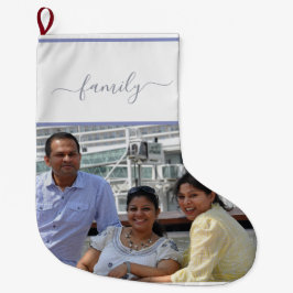 Calcetín Navideño Grande Navidad personalizada para familia con dos fotos e