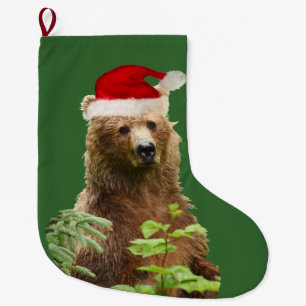 Calcetín Navideño Grande Navidad que almacena con el oso grizzly