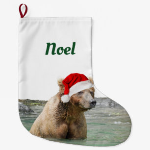 Calcetín Navideño Grande Navidad que almacena con el oso grizzly