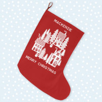 Navidades Aldea Rojo y Blanco Personalizado