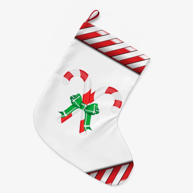 Calcetín Navideño Grande Navidades Aleteo/Caña de caramelo (Frente (Colgado))