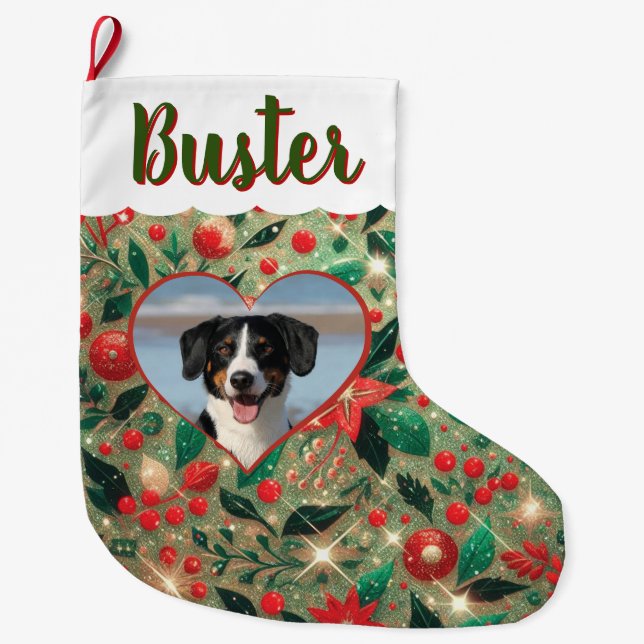 Calcetín Navideño Grande Navidades alzándose con cualquier foto, persona o  (Anverso)