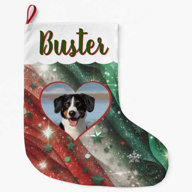 Calcetín Navideño Grande Navidades alzándose con cualquier foto, persona o  (Anverso)