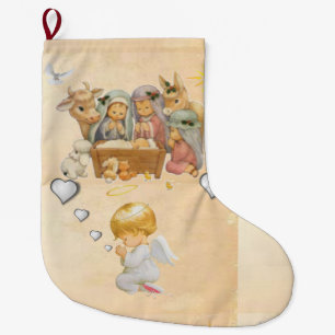 Calcetín Navideño Grande Navidades Alzándose, Jesús Cristo