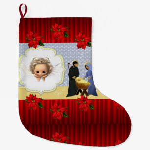 Calcetín Navideño Grande Navidades Alzándose, Jesús Cristo