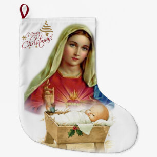 Calcetín Navideño Grande Navidades Alzándose, Jesús Cristo