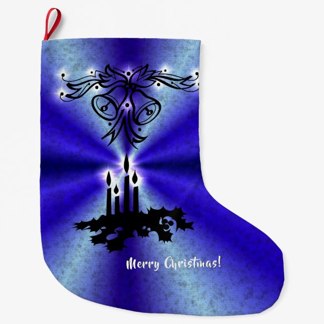 Calcetín Navideño Grande Navidades Artdeco sobre el arcoiris verde azul (Anverso)