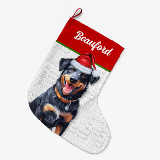 Calcetín Navideño Grande Navidades Beauceron con nombre de perro